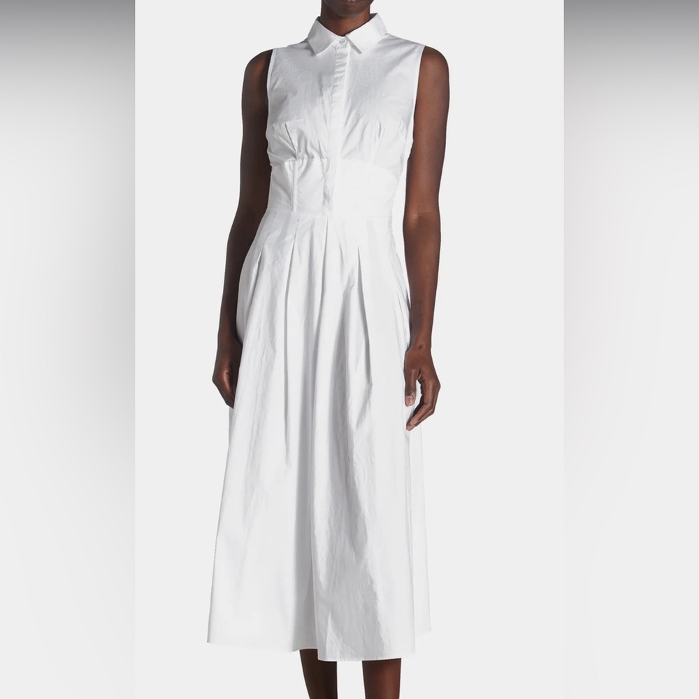 Bardot Levante Cotton Midi Shirtdress in Orchid White Size Large